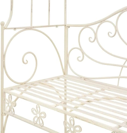 vidaXL Patio Bench Garden Outdoor Balcony Terrace Outside Backyard Yard Porch Home Furniture Seat Lounge Seating 48" Iron Antique White