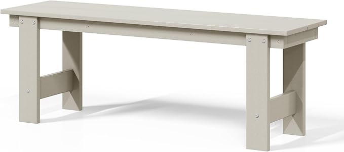 WestinTrends Ashore Outdoor HDPE 48" Modern Backless Patio Bench, Sand