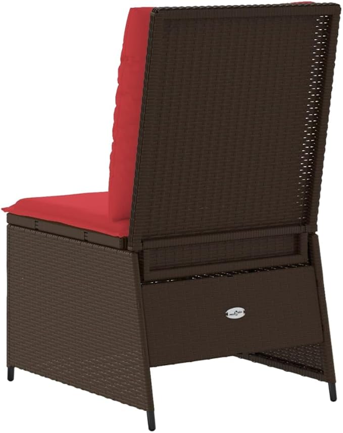 Outdoor Reclining Patio Sofa, Single Seat PE Rattan Garden Chair with Adjustable Backrest, Comfortable Cushioned Lounge Seat for Balcony, Terrace and Backyard, Brown