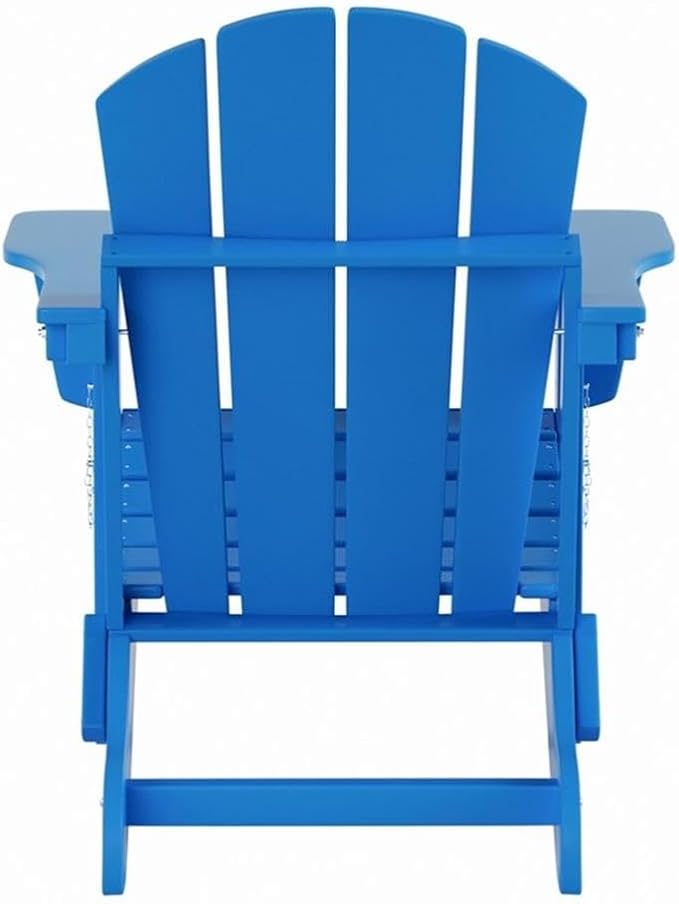 Costaelm Outdoor Folding Chair, Outdoor Seating Folding Firepit Chairs, All Weather Poly Adirondack Chair for Deck Backyard Garden Lawn Pool Patio, Pacific Blue