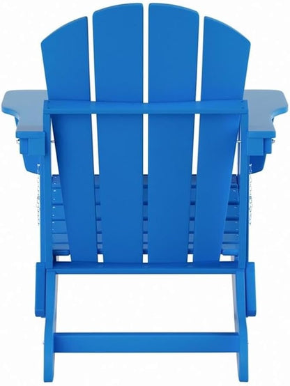 Costaelm Outdoor Folding Chair, Outdoor Seating Folding Firepit Chairs, All Weather Poly Adirondack Chair for Deck Backyard Garden Lawn Pool Patio, Pacific Blue