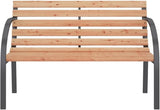 47.2" Wood and Iron Patio Bench Outdoor Garden Furniture with Sturdy Metal Frame Cinerous Finish for Porch Backyard - Photo 4