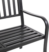 Metal Garden Bench with Pullout Middle Table Patio Seating Double Seat Steel Bench for Outdoor Patio Garden Backyard - Photo 7
