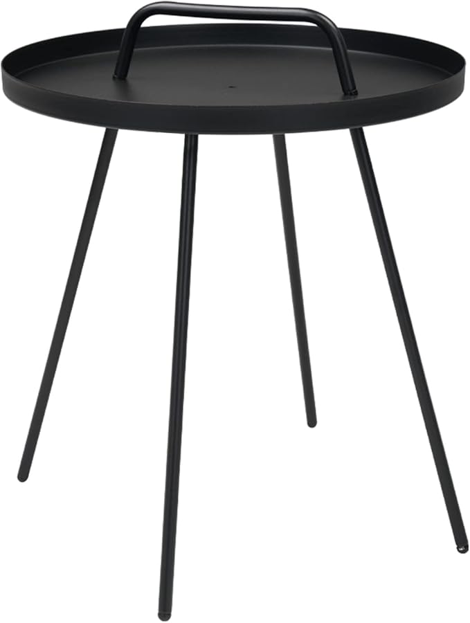 Grand patio Outdoor Coffee Table with Handle, Outdoor Portable End Table, 17-in Round Side Table, Black