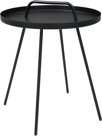 Grand patio Outdoor Coffee Table with Handle, Outdoor Portable End Table, 17-in Round Side Table, Black