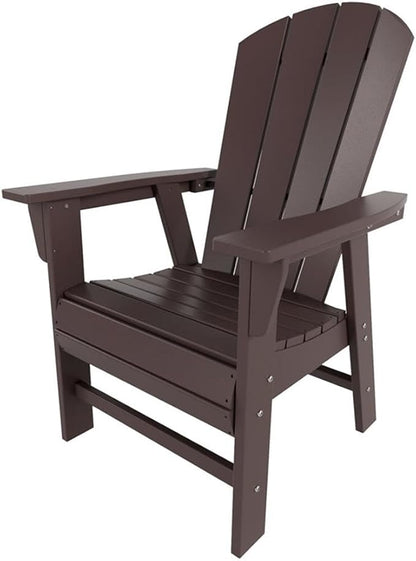 Costaelm Outdoor Adirondack Chair, HDPE Patio Balcony Chairs, Portside Seashell Nautical Curveback Adirondack Chair and Fire Pit Chairs, Dark Brown