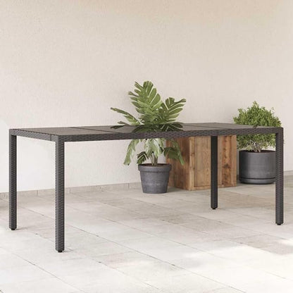 vidaXL Patio Table - Outdoor Garden Furniture - Black Poly Rattan - Rectangular Glass top - Patio/Deck/Garden use - Weather Resistant - 74.8"x35.4"x29.5"