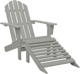 Vintage Wooden Garden Chair with Ottoman, 4-Piece Set, Grey Hardwood Large Durable Outdoor Seating for Patio, Backyard - Photo 1
