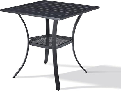 VICLLAX Small Square Outdoor Patio Table, All Weather Metal Outdoor Dining for Lawn Garden