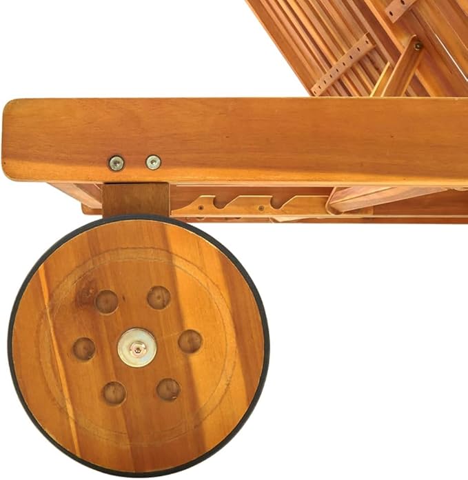 2-Person Patio Sun Lounger with Cushions Solid Wood Acacia Adjustable Backrest and Footrest for Outdoor Relaxation and - Photo 5