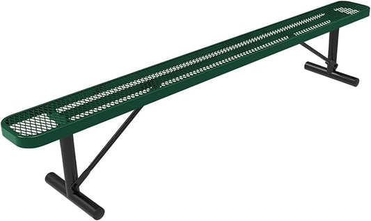 COATEDOUTDOORFURNITURE Heavy-Duty Portable Outdoor Bench Thermoplastic Coated, Expanded Metal, Commercial-Grade Seating, Made in America (Portable Without Back, 8 Ft, Textured Green)
