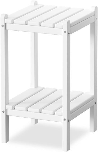 Outdoor Side Table, 26-Inch Tall Adirondack Patio Side Table, All-Weather HDPE Outdoor End Table for Porch Deck Balcony Pool, Easy Maintenance, White