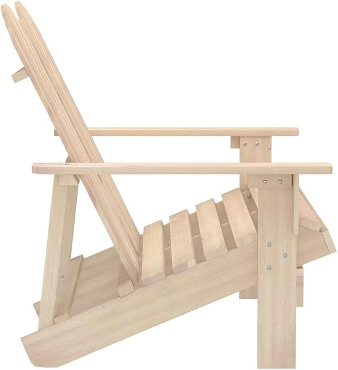 Solid Fir Wood Ergonomic Adirondack Chair 2-Seater Natural Finish Outdoor Patio Furniture Durable Weather Resistant - Photo 4