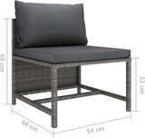 vidaXL Sectional Middle Sofa - Outdoor Comfort with Cushions, Gray Poly Rattan Material - Photo 8