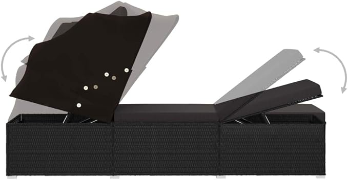 (Fast Shipments) Outdoor Rattan Chaise Lounge Chair Set with Retractable Canopy, All Weather Furniture for Outside, Pool - Photo 8