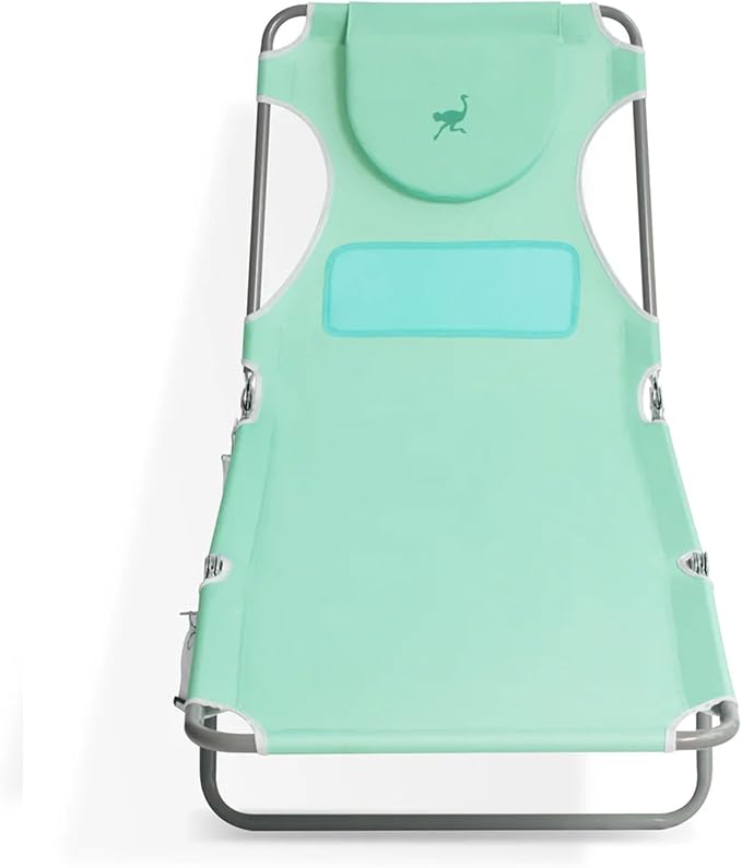 Ostrich the Ladies Comfort Lounger with Chest Support, Foldable and Portable Reclining Outdoor Patio Beach Lawn Camping Pool Tanning Chair, Aqua
