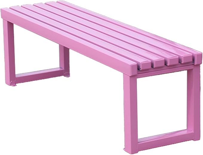Patio Bench, Metal Steel Outdoor Bench, Weatherproof Metal Bench, for Garden, Patio, Porch, Entryway, 660 Lb Capacity(Pink,100cm/39in)