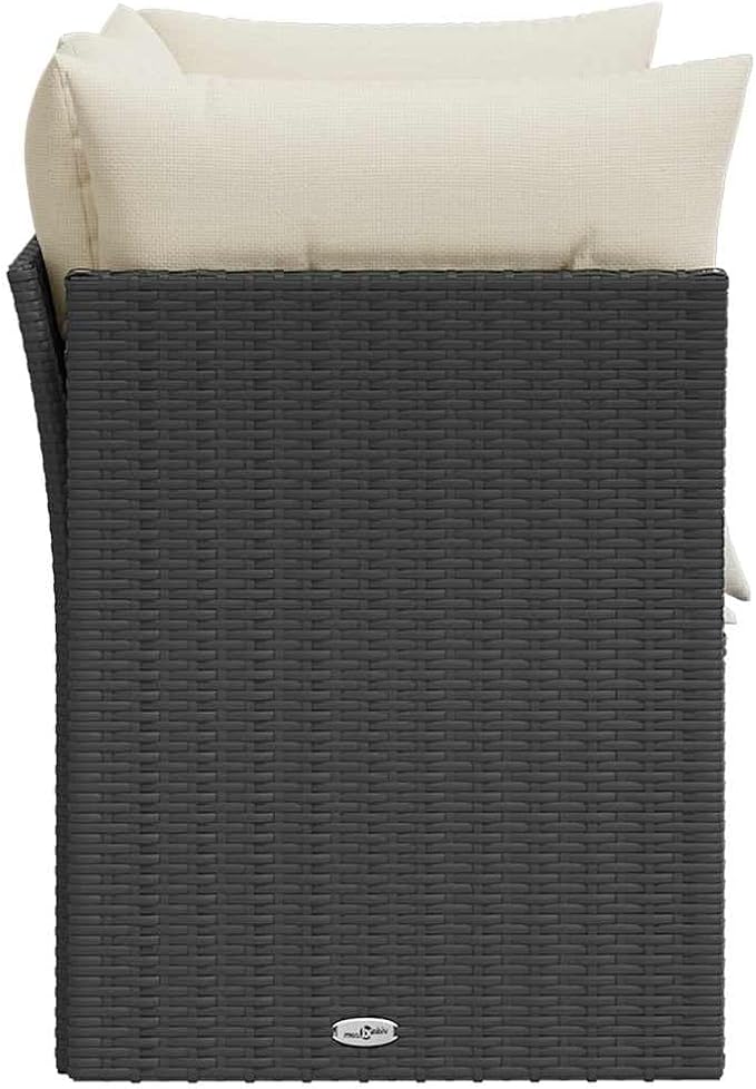 Black PE Rattan 2-Seater Garden Sofa with Removable Covers, Modular Outdoor Furniture Set for Patio and Balcony, Weather-Resistant and Comfortable Seating with Storage