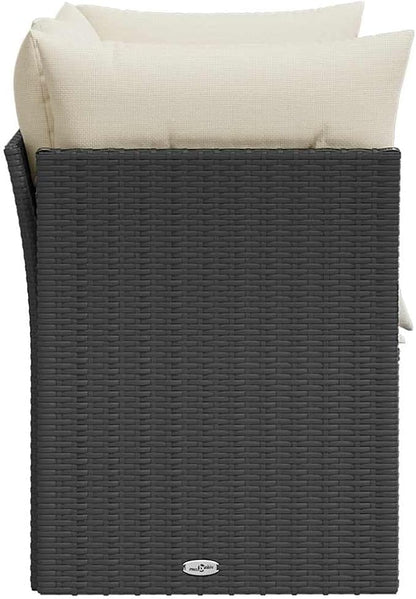 Black PE Rattan 2-Seater Garden Sofa with Removable Covers, Modular Outdoor Furniture Set for Patio and Balcony, Weather-Resistant and Comfortable Seating with Storage