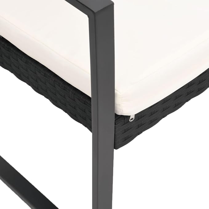 2-Seater Outdoor Garden Bench with Storage and Cushions, Modern Powder-Coated Steel Patio Seating - Photo 6
