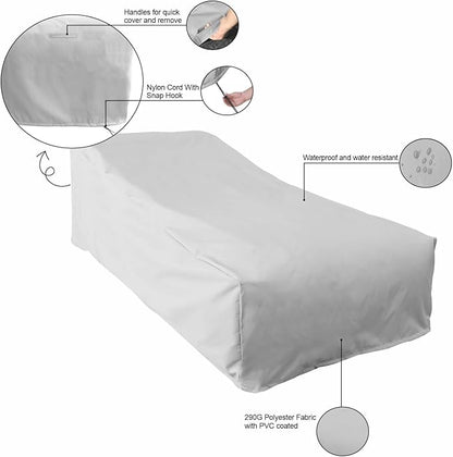 Dineli Outdoor Lounge Chair Cover Waterproof Patio Furniture Pool Chair Covers, Patio Lounger Protector Dust Proof Furniture Protective Cover, Light Gray, 72.8" D x 37.4" W x 27.2" H - 1 Piece