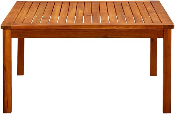 33.5in Solid Acacia Wood Square Coffee Table Oiled Brown Outdoor Patio Dining for Garden Balcony Small Deck Backyard Use - Photo 4