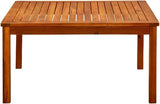 33.5in Solid Acacia Wood Square Coffee Table Oiled Brown Outdoor Patio Dining for Garden Balcony Small Deck Backyard Use - Photo 4