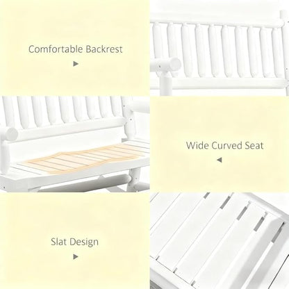Heavy Duty Wooden Loveseat Rocker with Curved Seat Design for Patio Backyard Garden Use