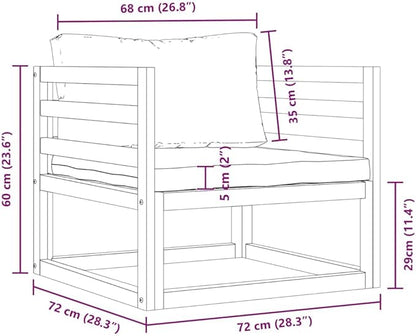 vidaXL Sectional Corner Sofa Set - Solid Acacia Wood with Dark Gray Cushions, Modular Outdoor Lounge, Weather Resistant, 27.6" x 27.6" x 23.6"
