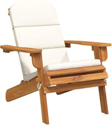Solid Acacia Wood Adirondack Garden Chair with Cream White Finish and Comfortable Cushion - Photo 2