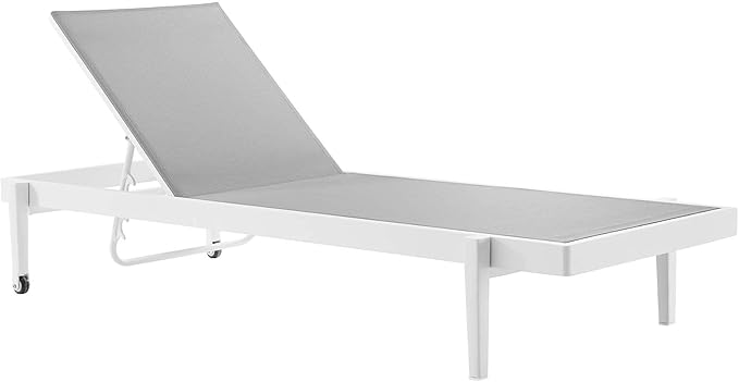 Modway Charleston Outdoor Patio Aluminum Metal Chaise Lounge Chair in White Gray