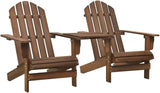 Brown Solid Fir Wood Standard Ergonomic Adirondack Chair with Matching Tea Table for Outdoor Relaxation in Garden Patio - Photo 1