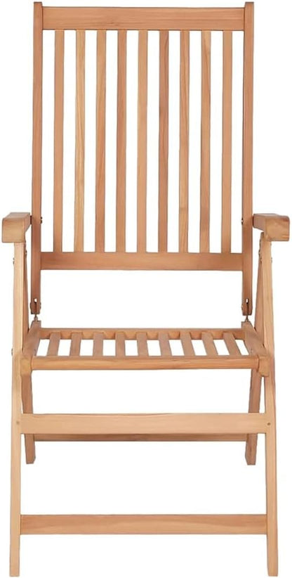 Teak Wood Reclining Patio Chairs Set of 2, 7-Position Folding Outdoor Lounge Chairs 22.4"x28.1"x39.4" Brown Weather-Resistant Wooden Seating for Garden, Balcony, Deck