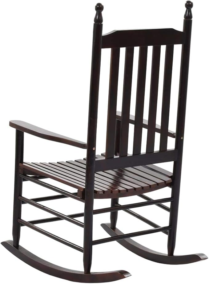 Vintage Solid Poplar Hardwood Rocking Chair with Timeless Brown Finish for Indoor and Outdoor Use, Durable and Comfortable Seating for Living Room or Patio, Weather-Resistant