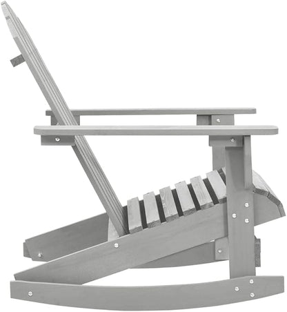 Patio Rocking Chair Wood Gray, Patio Dining Chairs, Outdoor Patio Chairs Set for Garden, Balcony, or Poolside