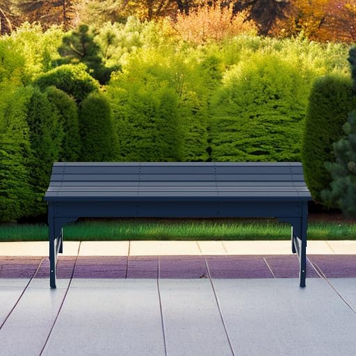 Costaelm Outdoor Benches Weatherproof, All Weather Resistant Park Bench Poly Lumber Backless Garden Bench Seat for Entryway Front Porch, Navy Blue