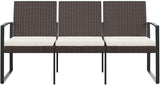3-Seater Garden Bench Brown PP with Rattan Look, Powder-Coated Steel Frame and Synthetic Polypropylene Material - Photo 3