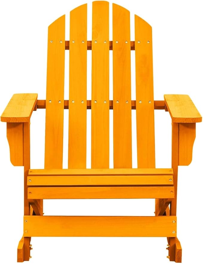 Orange Solid Fir Wood Medium Ergonomic Adirondack Garden Rocking Chair for Patio and Outdoor Relaxation with UV - Photo 3