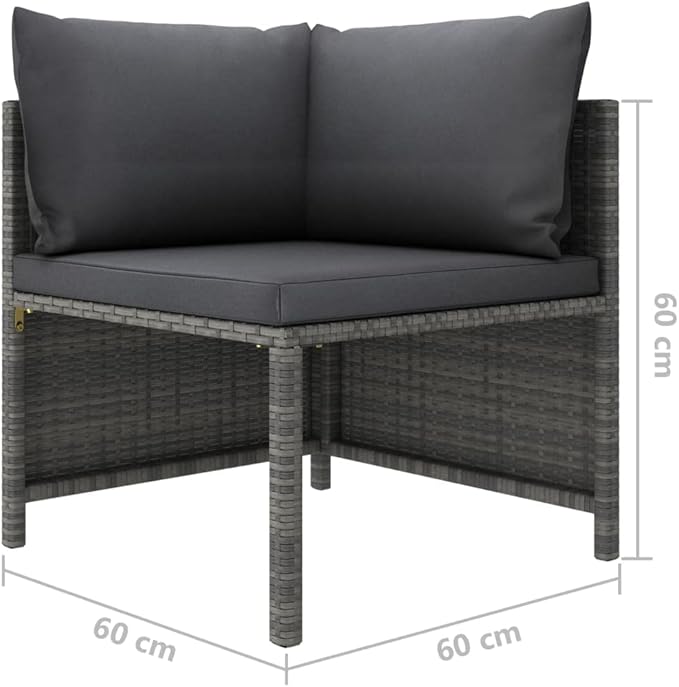 Sectional Corner Sofa with Cushions Gray Poly Rattan,Comfortable Patio Sectional Corner Sofa for Outdoor Garden Lounge - Photo 2