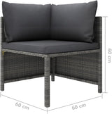Sectional Corner Sofa with Cushions Gray Poly Rattan,Comfortable Patio Sectional Corner Sofa for Outdoor Garden Lounge - Photo 2
