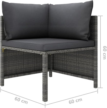 Sectional Corner Sofa with Cushions Gray Poly Rattan,Comfortable Patio Sectional Corner Sofa for Outdoor Garden Lounge