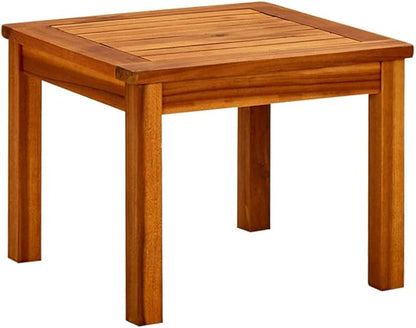 Coffee Table Natural Wood Solid Acacia Wood 17.7x17.7 in Simple,Solid Acacia Wood Outdoor Coffee Table with Slatted Design for Garden & Patio Patio Furniture