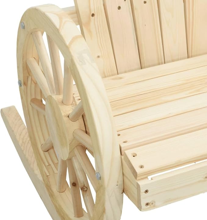 Rocking Adirondack Chair Set of 2 Solid Fir Wood Brown Outdoor Furniture for Patio Garden Relaxation with Ergonomic Design and Rustic Charm