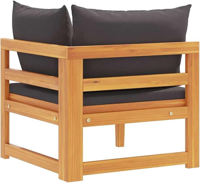Outdoor Corner Sofa with Solid Acacia Wood Frame and Water-Resistant Cushions for Patio Garden Balcony Seating