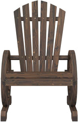 Solid Fir Wood Adirondack Chairs 2-Piece Set with Burnt Finish for Patio Garden Backyard Outdoor Seating Furniture - Photo 5