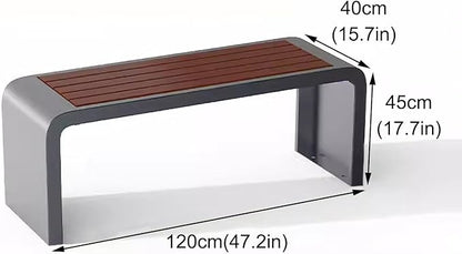 Front Porch Benches Outdoor, Metal Garden Bench, Metal Frame, Solid and Reliable, for Porch, Patio, Backyard(Gray,120cm)