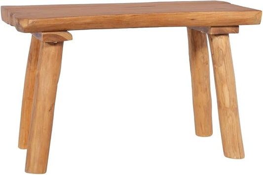 Natural Teak Solid Wood Garden Bench 31.5 Inch Durable Outdoor Seating for Patio and Garden, Classic Design with Spacious Seating for Two, Weather-Resistant and Easy