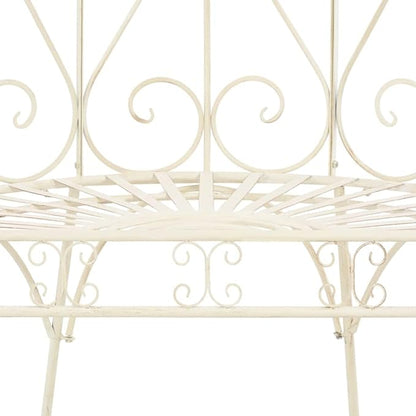 (Fast Delivery) Garden Bench Metal Frame Outdoor Seating Furniture,Patio Wicker Bench Double Seats Chair and for Porch Park Balcony Yard,All Weather Garden Bench 37.4" Iron Antique White