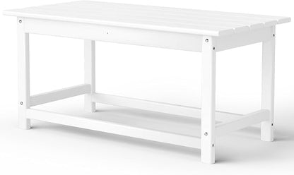 Costaelm Adirondack Conversation Table, HDPE Outdoor Drink Weather Resistant, Outdoor Patio Porch Accent Balcony Table for Pool, Seaside, Backyard, White