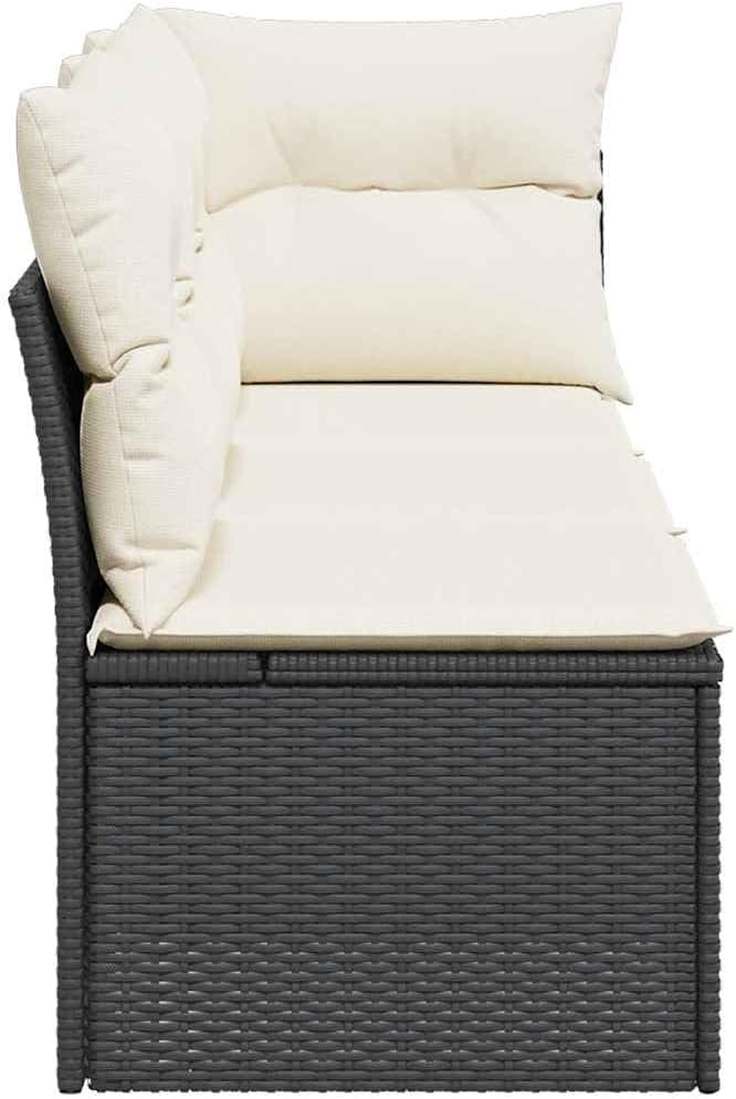 3-Seater Garden Sofa in Black and Cream White, Modern Outdoor Furniture with Modular Design, Weather-Resistant Poly Rattan and Comfortable Cushions for Patio, Balcony,